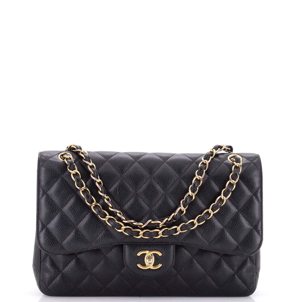 Chanel Jumbo Classic Double Flap Bag Quilted Caviar